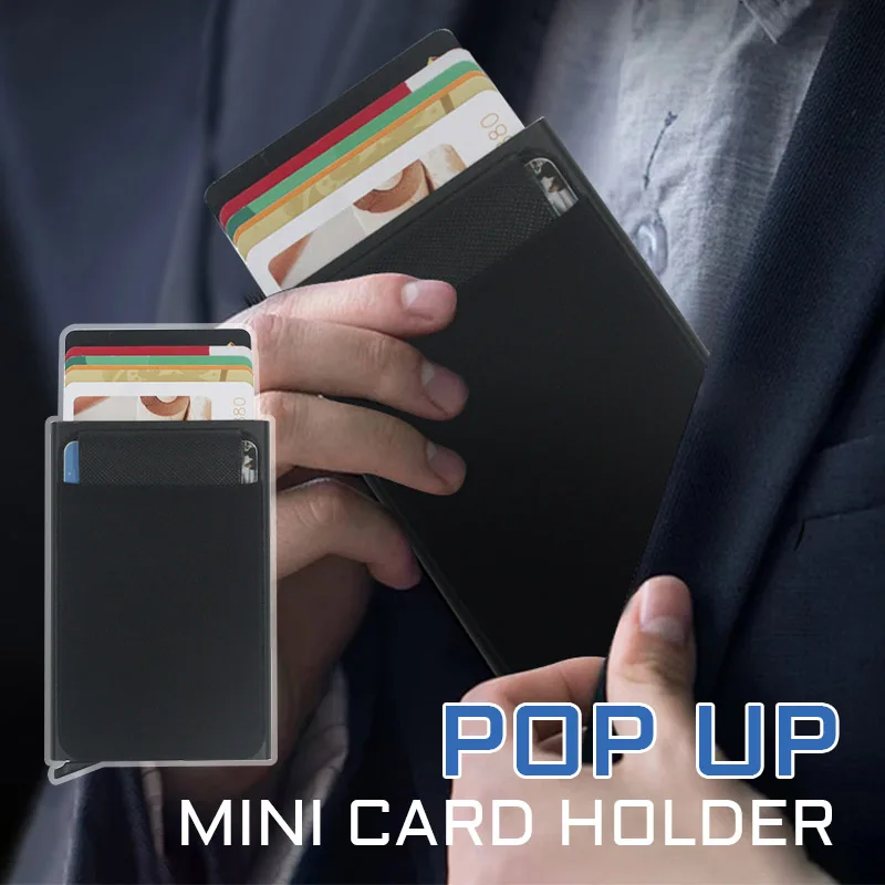 

Pop Up Id RFID Card Male Wallet Mini Package Fashion Aluminum Metal Protective Gear Storage Bag Smart Quick Release Women Wallet