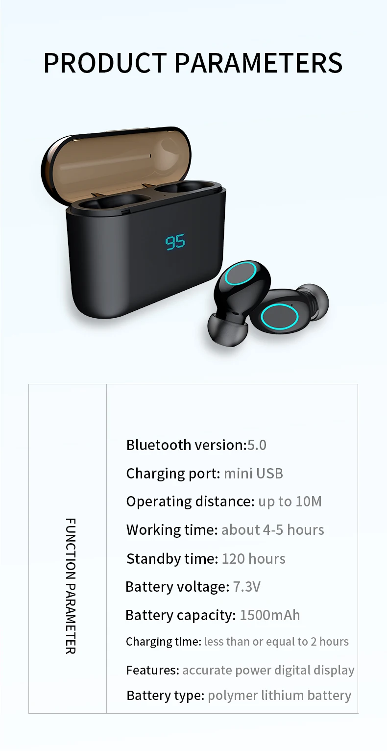 HBQ Touch Bluetooth V5.0 наушники портативные TWS беспроводные мини наушники 3D стерео гарнитура 1500 мАч как внешний аккумулятор с светодиодный дисплеем