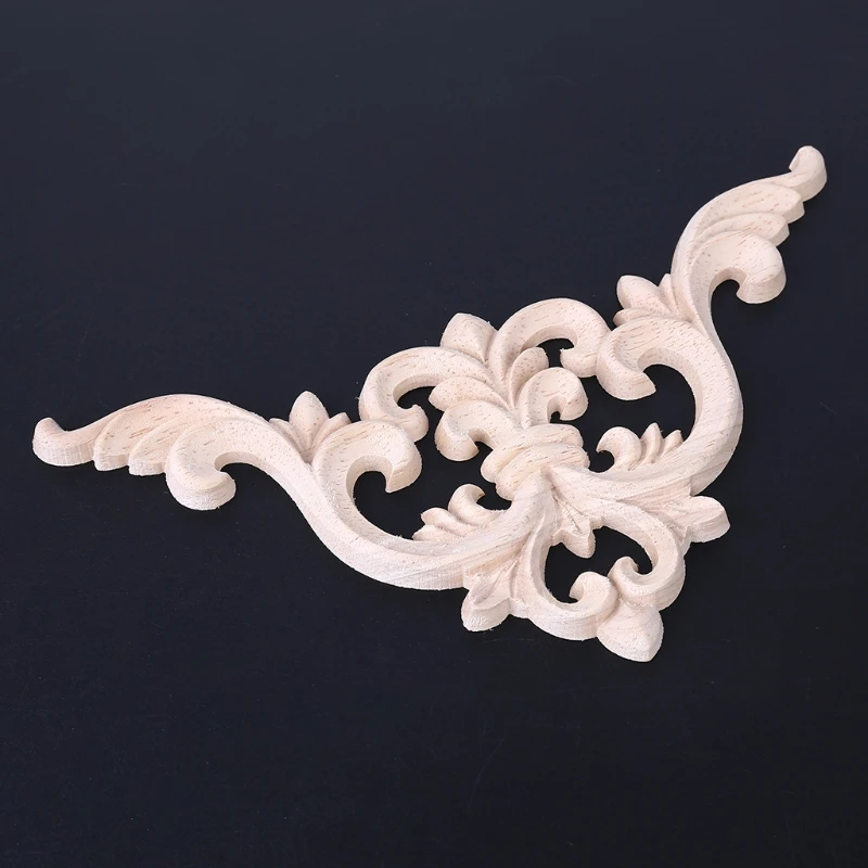 

4pcs Wood Carved Unpainted Floral Onlay Applique Window Corner Furniture Cabinet