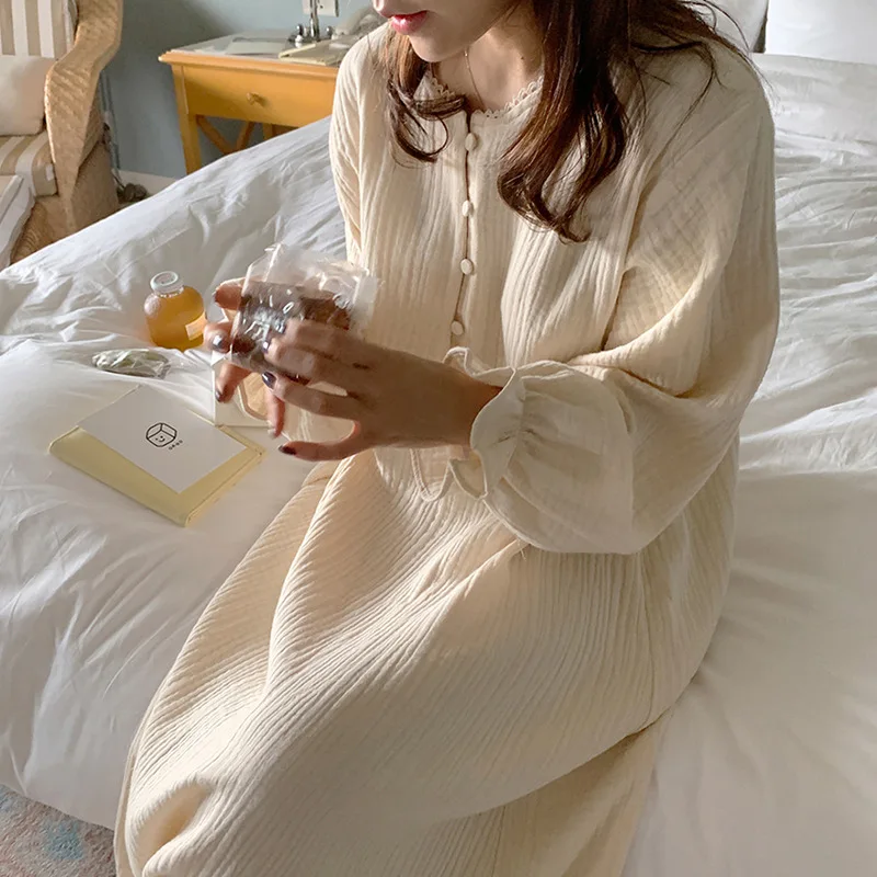 

100% Cotton Woman Dress Cute Cherry Print Long Sleeve Button Up Korean Maxi Dresses Vestido De Mujer T20DLA2679W