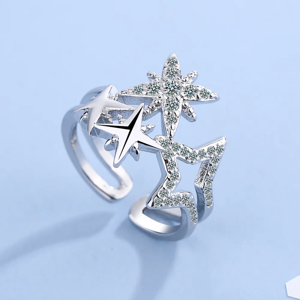 

YH-ZL Adjustable 925 Ring for Women S925 Sterling Silver Hold Star Rings Warmth and Lover Gift Fine Jewelry Rings