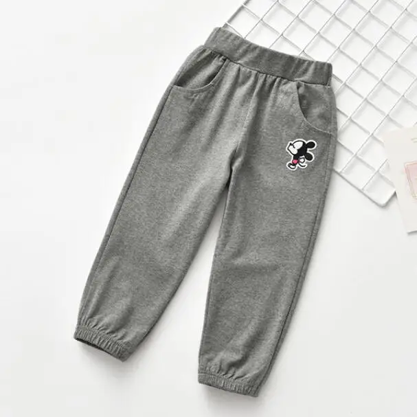 Grey Спортивные штаны для мальчиков от 2 до 6 лет, однотонные повседневные длинные штаны для мальчиков и девочек детские штаны с героями мультфильмов - Цвет: Grey