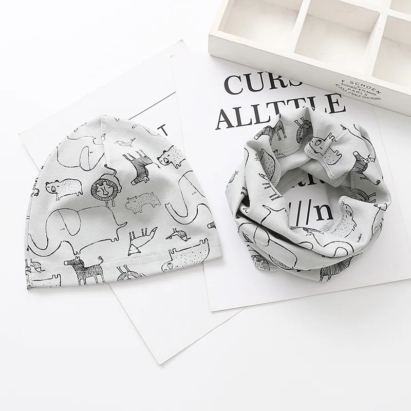 

2 Pcs/Set Baby Hat Scarf Set Star Printed Kids Beanie Cap Warm Boy Girl Autumn Winter Hat Infant Toddler Bonnet Baby Accessories
