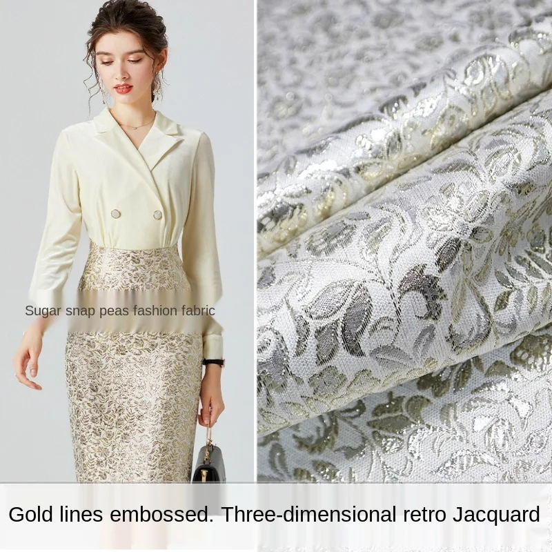

Elegant three-dimensional embossed gold yarn yarn-dyed jacquard fabric, sewing fabric factory shop is not out of stock