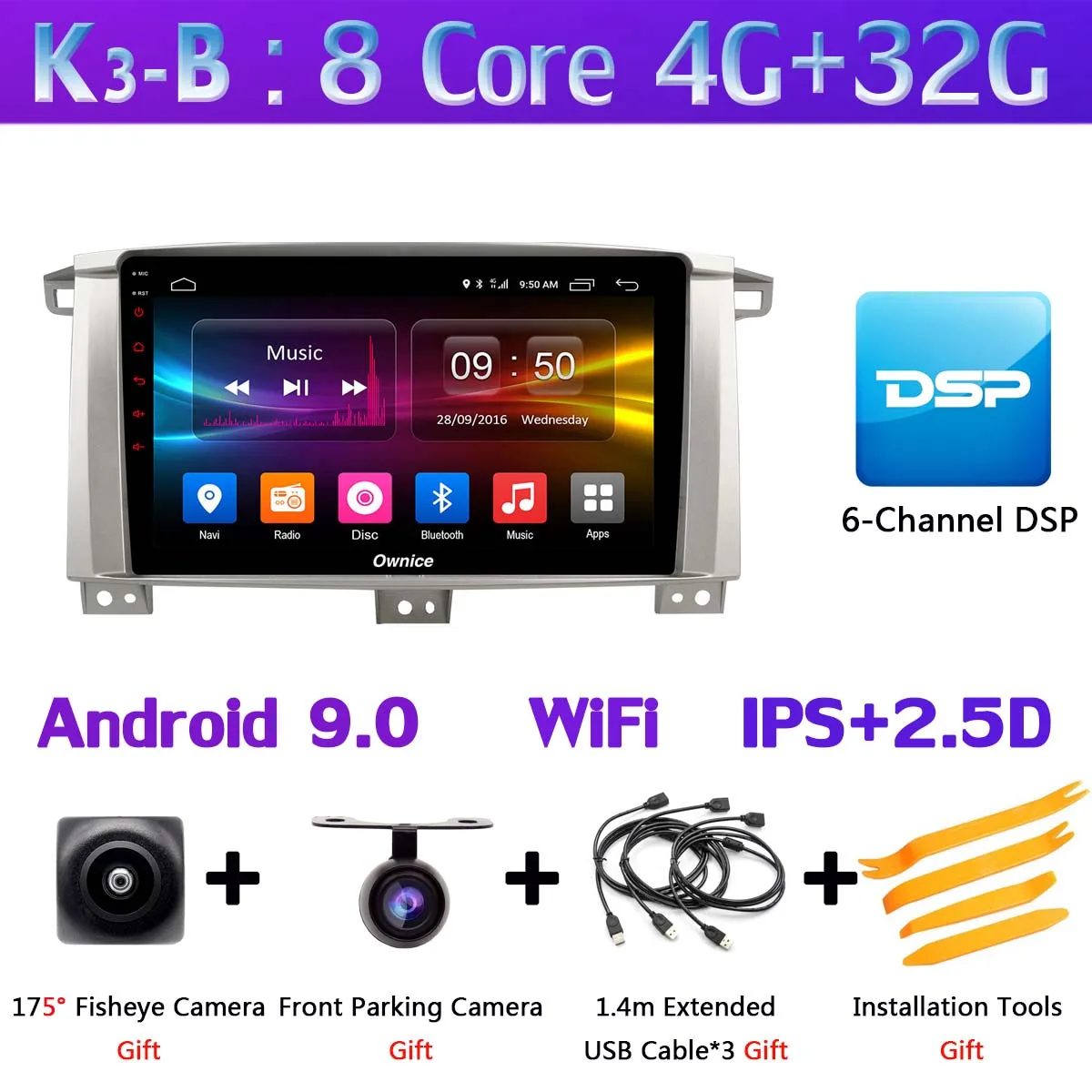 K3-B 360 ° 4* AHD камера Android 9,0 8 ядерный 4G+ 64G gps радио CarPlay SPDIF DSP Автомобильный плеер для Toyota Land cruiser 100 GX VXR LC100 - Цвет: K3-B
