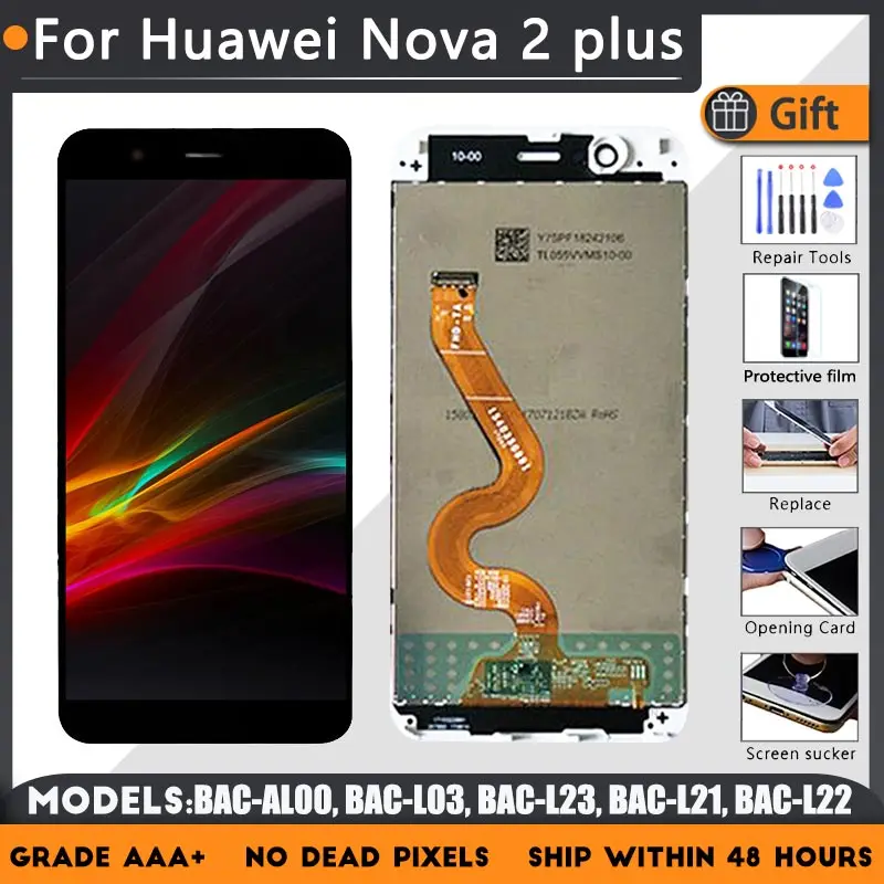 Для Huawei nova 2 plus BAC AL00 L03 L23 L21 L22 ЖК экран в сборе с передней панели телефона сенсорный