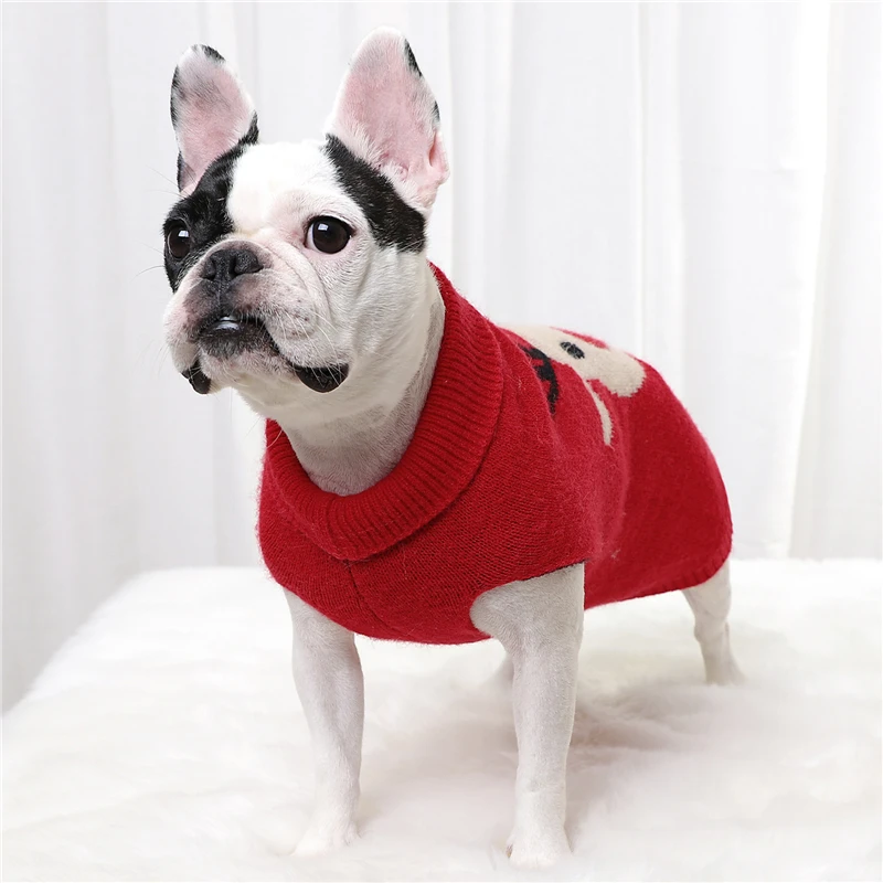 

Christmas Dog Clothes Pet Xmas Sweater Elk Printed Pattern Knitwear for Dogs/ Cats in Winter