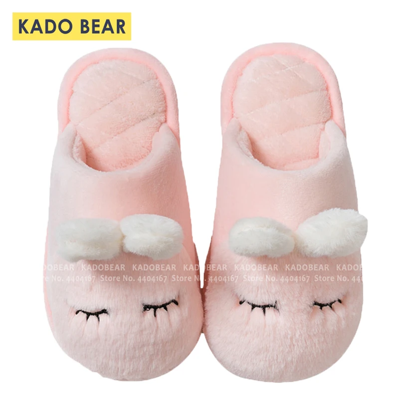 Милые зимние плюшевые тапочки с мехом кролика для маленьких девочек детские