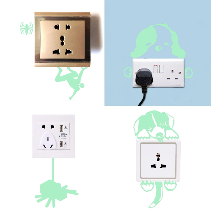 Луна звезды светится в темноте домашний декор мультфильм переключатель наклейки