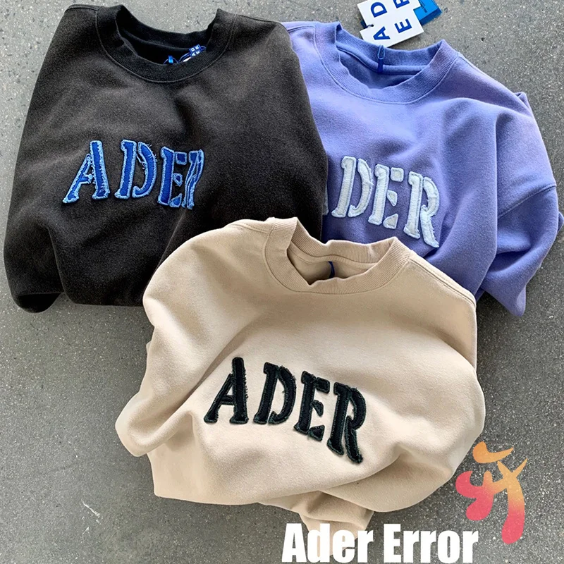 

Oversize Adererror Sweatshirt Men Women High Quality Denim Patch Washed Do Old Long Sleeve Adererror Fashion Casual Sweatshirt