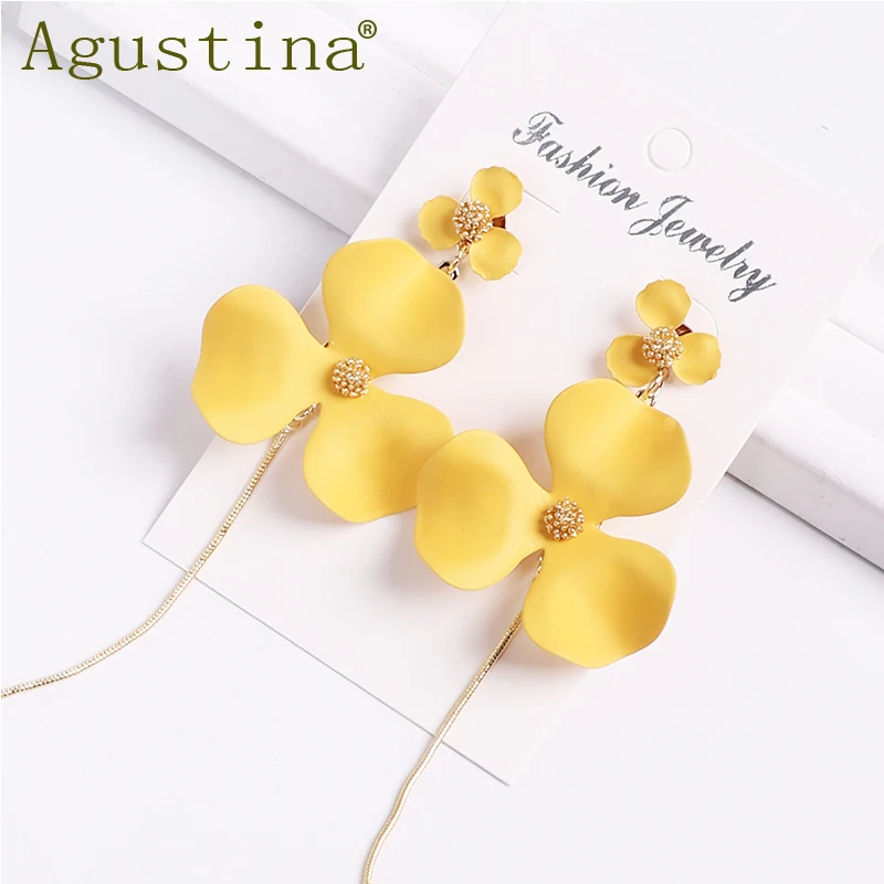 Серьги капли с цветами для женщин модные геометрические металлические ювелирные