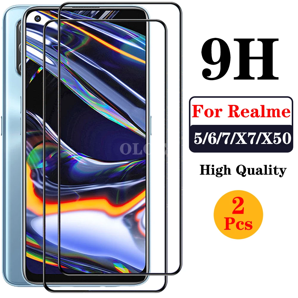 

2Pcs 9H Tempered Protective Glas Case Safety Accessories on for Realme X50 X7 7 6 5 Pro X 50pro x7pro 6i 7i 6s realme7 6pro film