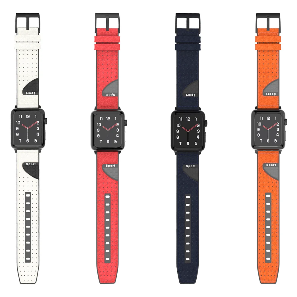 

Sport Silicone+Leather Wrist Band for Apple Watch SE Series 6 5 4 3 Soft Strap 40mm 44mm 38mm 42mm Breathable Bracelet Belt