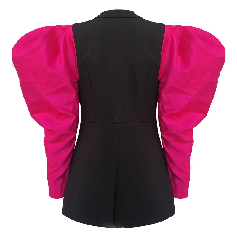 Женский блейзер Feminino с цветным блоком одной пуговицей контрастный цвет пиджак