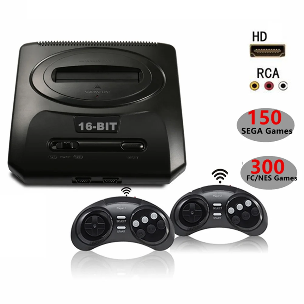 

Mega Drive Genesis MD2 Shape 16BIT HD Ultra Video Game Console Wireless Controller Include 450 Games Support SEGA Game Card