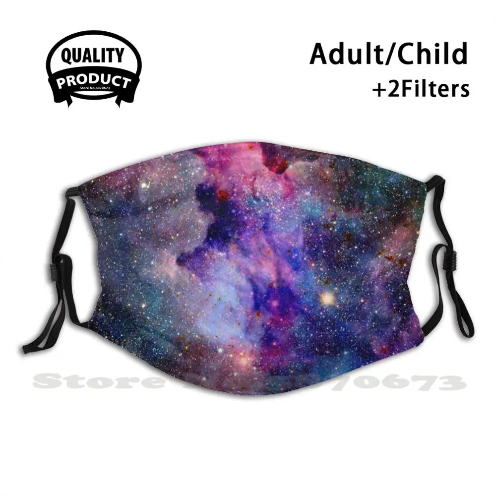 

Розовая синяя блестящая многоразовая маска для рта с фильтром в стиле Галактики