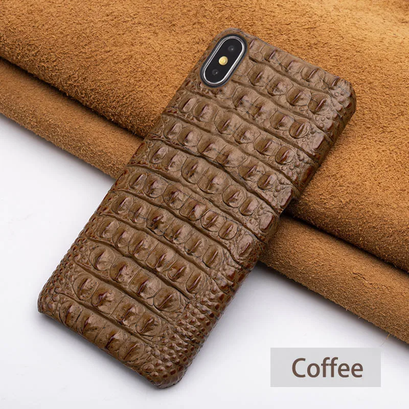 Coffee Back Роскошный чехол для телефона из воловьей кожи для iPhone Xr 6 6s 7 8 Plus X Xs Max, чехол с текстурой крокодиловой задней панели для 6p 6s p 7p 8p - Цвет: Coffee Back