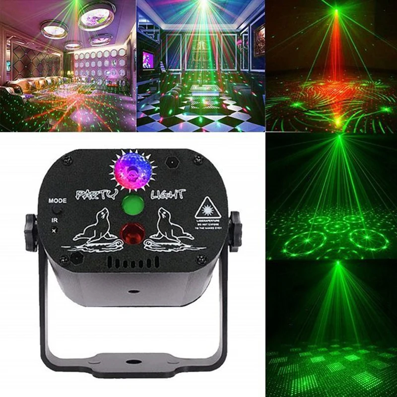 60 muster Tragbare Laser Zeigen Laser Box Remote RGB Scan Projektor LED Strobe Party Bühne Beleuchtung Lampe für Zuhause Tanz boden