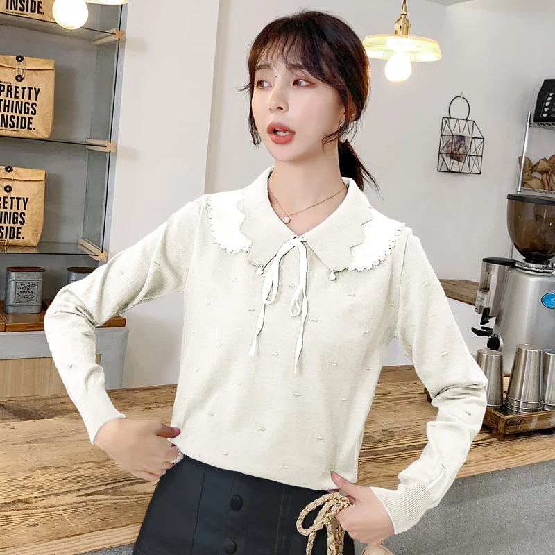 Женская трикотажная рубашка с отложным воротником весна 2020 новинка 5 цветов