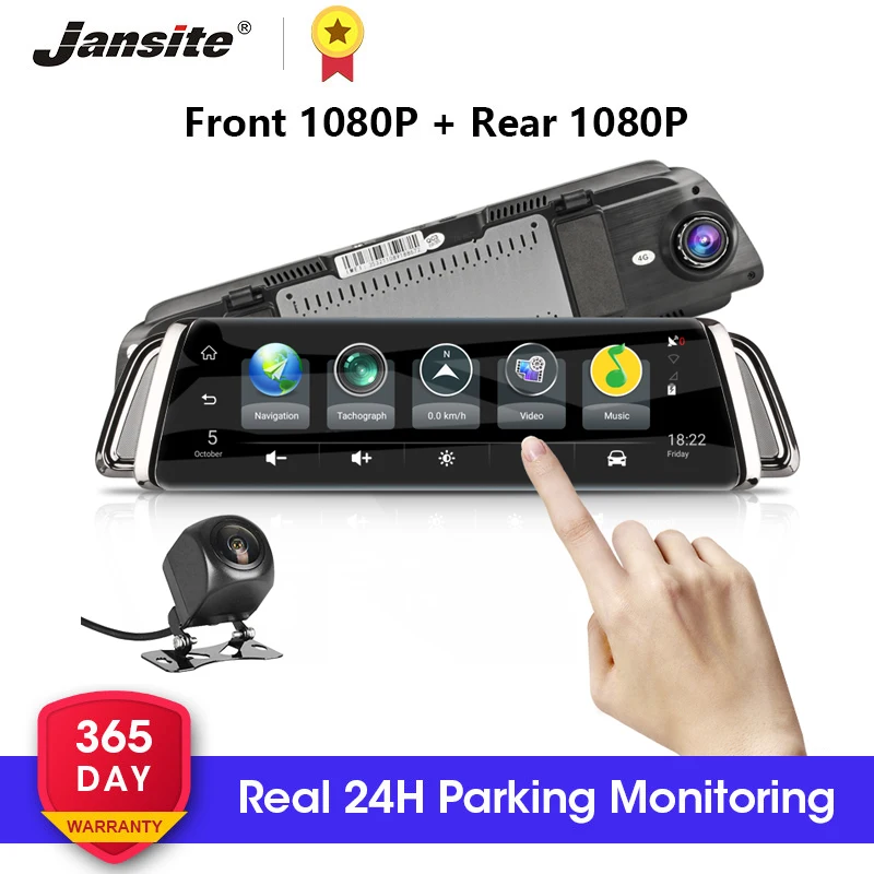 Jansite 10 &quot4G 3G сенсорный экран Автомобильный видеорегистратор Android 5 1 GPS