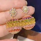 Подвески HIBRIDE с роскошными шариками, серьги-капли для женщин с полным зеркальным кубическим цирконием, украшенные фианитами, свадебные модные украшения, бижутерия для женщин