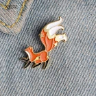 Эмалированный значок XEDZ с изображением Красной лисы, белого хвоста, животных, Мужской и Женский, металлический значок, брошка на одежду в стиле панк, подарок