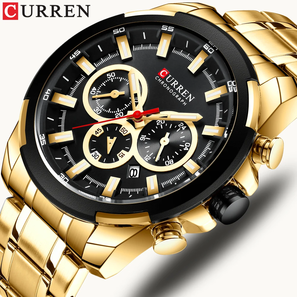 

CURREN Top Brand Luxury Men's Watches Sports Watch Casual Quartz Wristwatch with Stainless Steel Chronograph Clock Reloj Hombres
