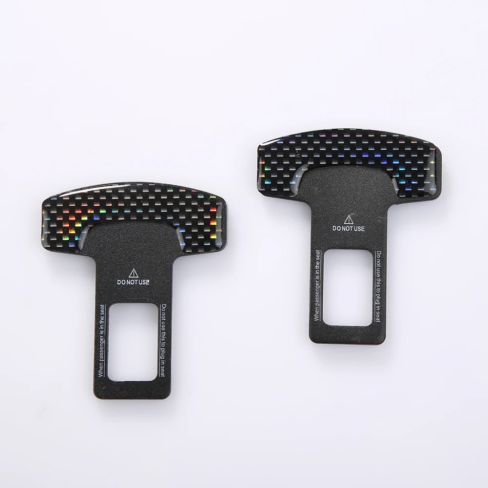 

2Pcs Safety Belt Buckles Real Carbon Fiber Car Seat Alarm Canceler Stopper Plug Buckle Seat belt Clip Car Safety Belt Extender