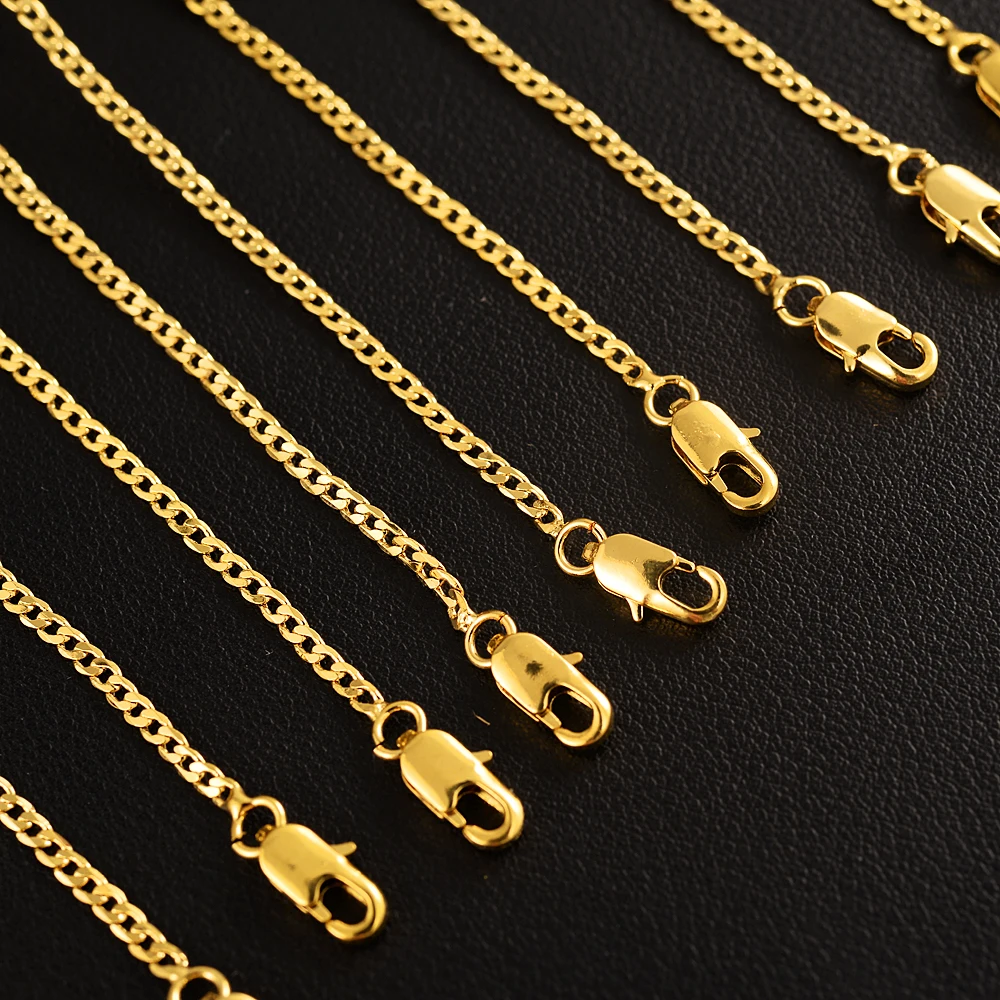 

12pcs gold plated necklace Chain For Men Necklace Vintage chunky Fashion women Necklace Cuban boys Link Chain PNG Jewelry gift