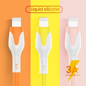 3A Fast Charging Cable For iPhone 13 12 11 Pro Max X XR XS 8 7 Soft Silicone USB Mobile Phone Charge