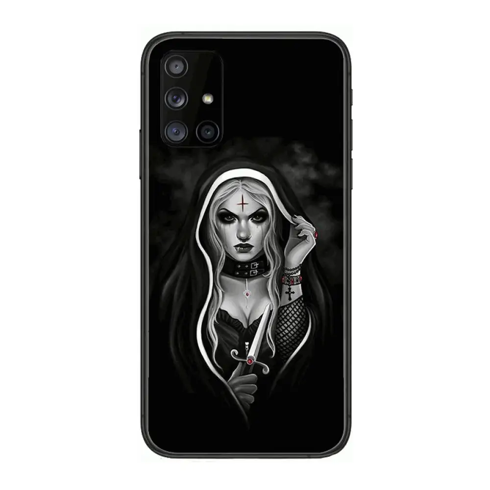 

Sister Style Nun Sexy Girl Phone Case Hull For Samsung Galaxy A 90 50 51 20 71 70 40 30 10 80 E 5G S Black Shell Art Cell Cover
