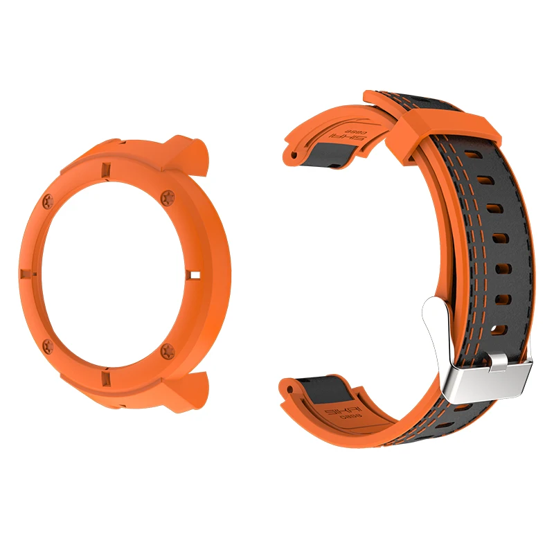 orange black Ремешок для часов Amazfit Verge Huami 3 lite A1801 чехол сменный Браслет Кожаный силиконовый ремешок SIKAI аксессуары чехол - Цвет: orange black