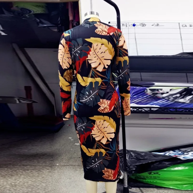 

Office Ladies Pencil Dress Pleated V-neck Floral Print Slim Bag Hip Workout Club Party Dress Women High Wait Sexy Dresses 2021