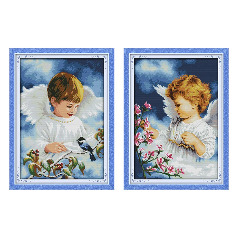 

Joy Sunday Lovely Angel Chinese Cross Stitch Kits Ecological Cotton Stamped Printed 11 DIY Christmas Wedding Decoration For Home