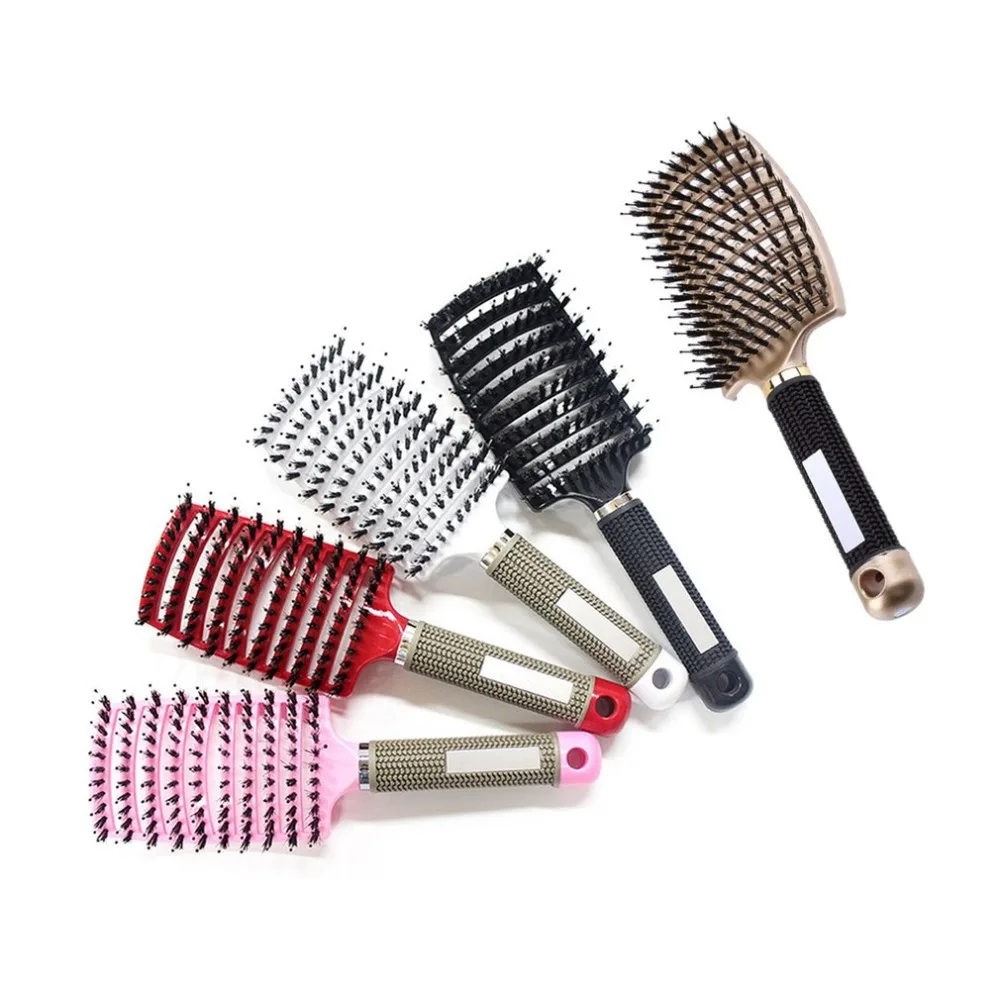 

7 Color Women Hair Scalp Massage Comb Bristle Nylon Hairbrush Wet Curly Detangle Hair Brush for Salon Hairdressing Styling Tools