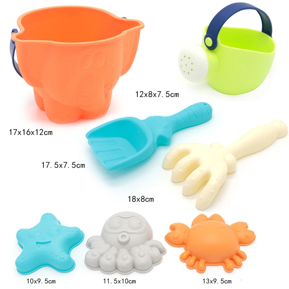 

7Pcs/Set Children Beach Rake Octopus Crab Bucket Model Play Sand Sandpit Toy Parent-child Outdoor Interactive Education Game Toy