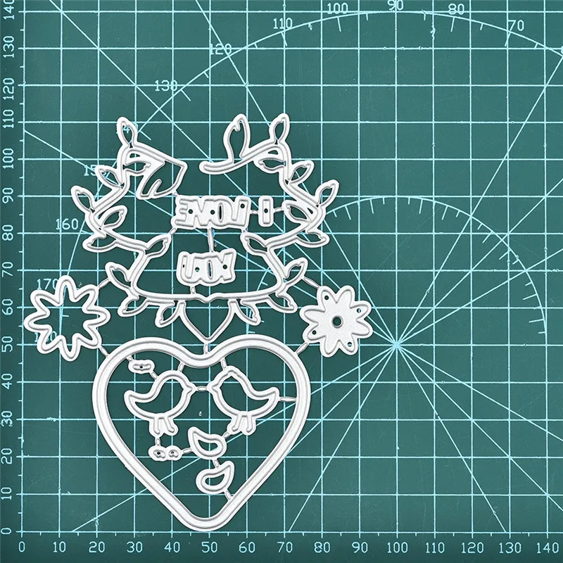 DiyArts I Lover You Floral Heart Metal Cutting Dies Stencils for DIY Scrapbooking Decoration Embossing Handcraft Die Cut 2019 | Дом и сад
