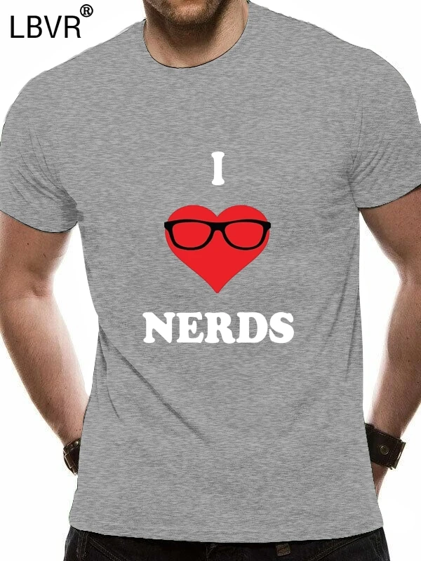 Футболка с забавным принтом I Love Nerd для мужчин и женщин топ круглым вырезом