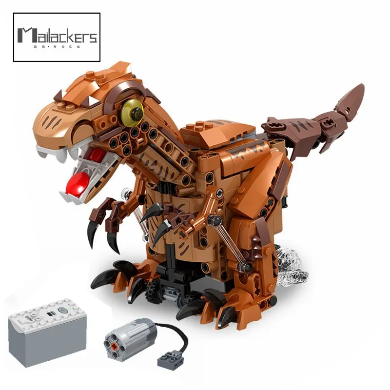 

424 PCS technical Electric Tyrannosaurus Building Blocks Technical with motor Jurassic World Dinosaur Bricks Toys For Children