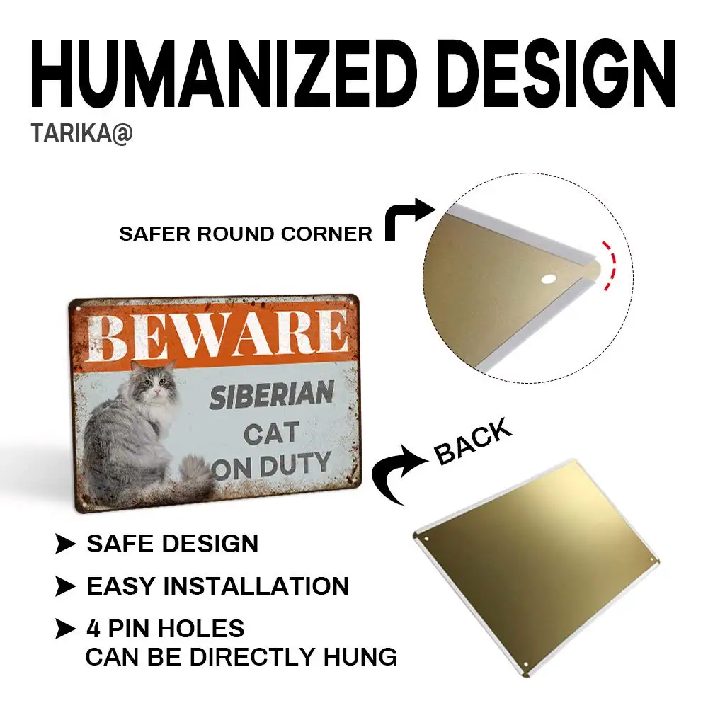 Остерегайтесь сибирской кошки на работу железный постер картина жестяной знак