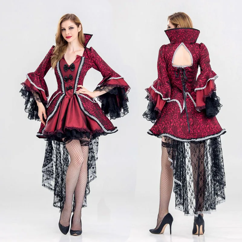 

Deluxe Halloween Gothic Vampire Queen Costume Cosplay Adult Women Carnival Fantasia Vampire Cosplay Fancy Dress Suit