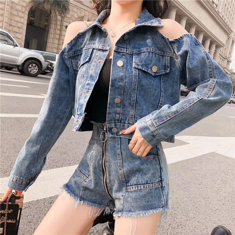 High Street женские джинсовые повседневные комплекты из двух предметов с длинным