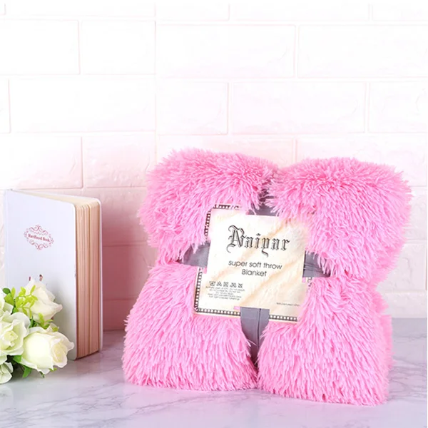 Light Pink Супер мягкий пушистый меховое одеяло искусственный элегантный уютный с пушистым пледы Покрывало для кровати или дивана покрывало длинное лохматое мягкое теплое постельное белье - Цвет: Light Pink