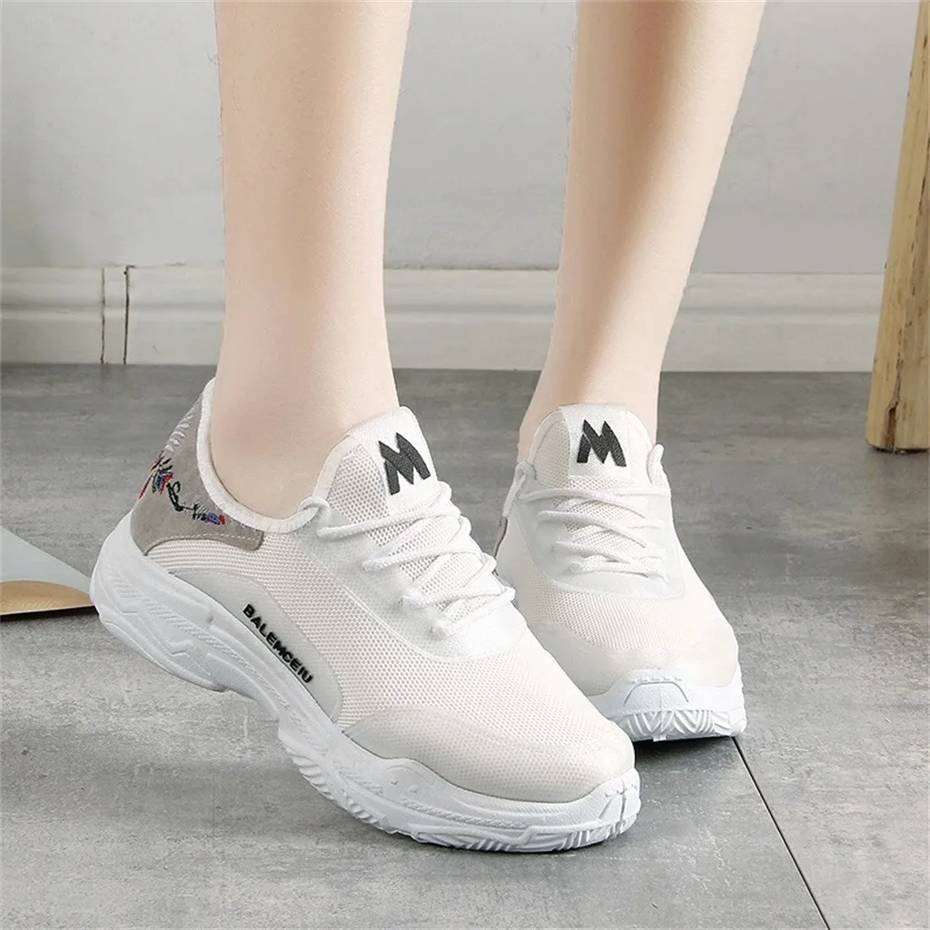 2019 г. Новая женская обувь дышащая сетчатая беговая Обувь полосатые кроссовки с