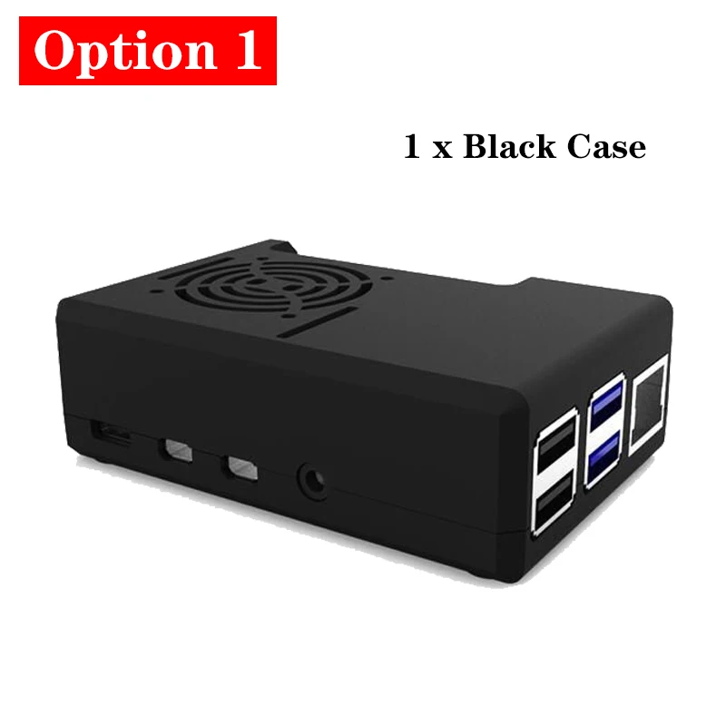 Option 1 Новейший ABS чехол для Raspberry Pi 4 пластиковый корпус черный прозрачный корпус охлаждающий вентилятор кулер для Raspberry Pi 4 Модель B - Цвет: Option 1