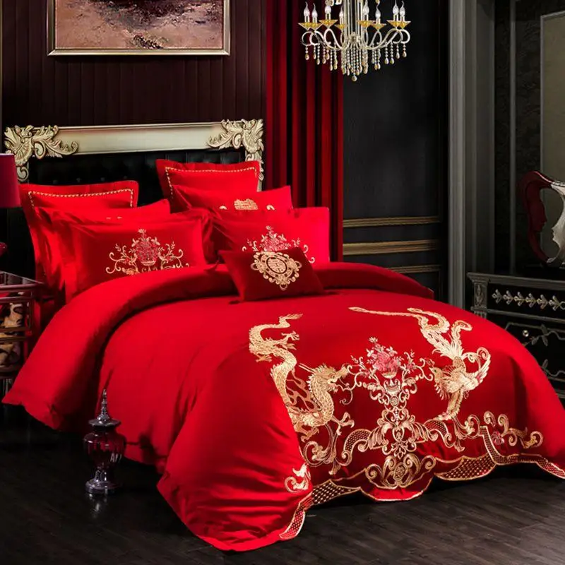 Новинка 2019 китайский классический набор постельного белья с рисунком дракона и