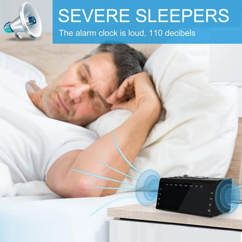 Alarm Clock for Heavy Sleepers Radio with FM AM USB Charger Bedrooms Slee | Дом и сад