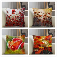 musife poppy flower pillowcase custom square pillow cover case zipper pillowcase 353540404545cm drop shipping