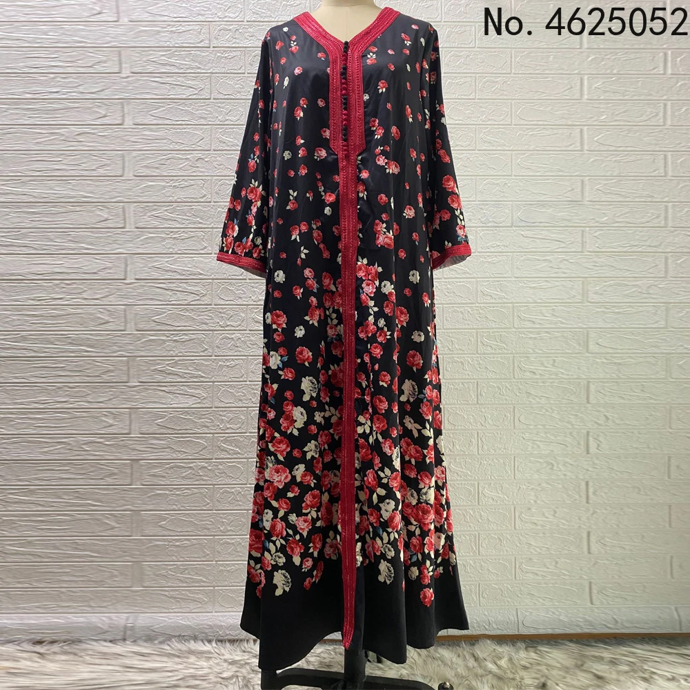 Длинное женское платье Djellaba красная Abaya в арабском стиле мусульманское для
