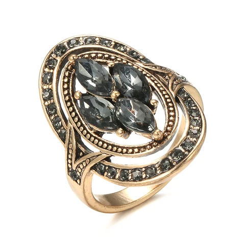 Wbmqda Серые кристалльные кольца в стиле бохо